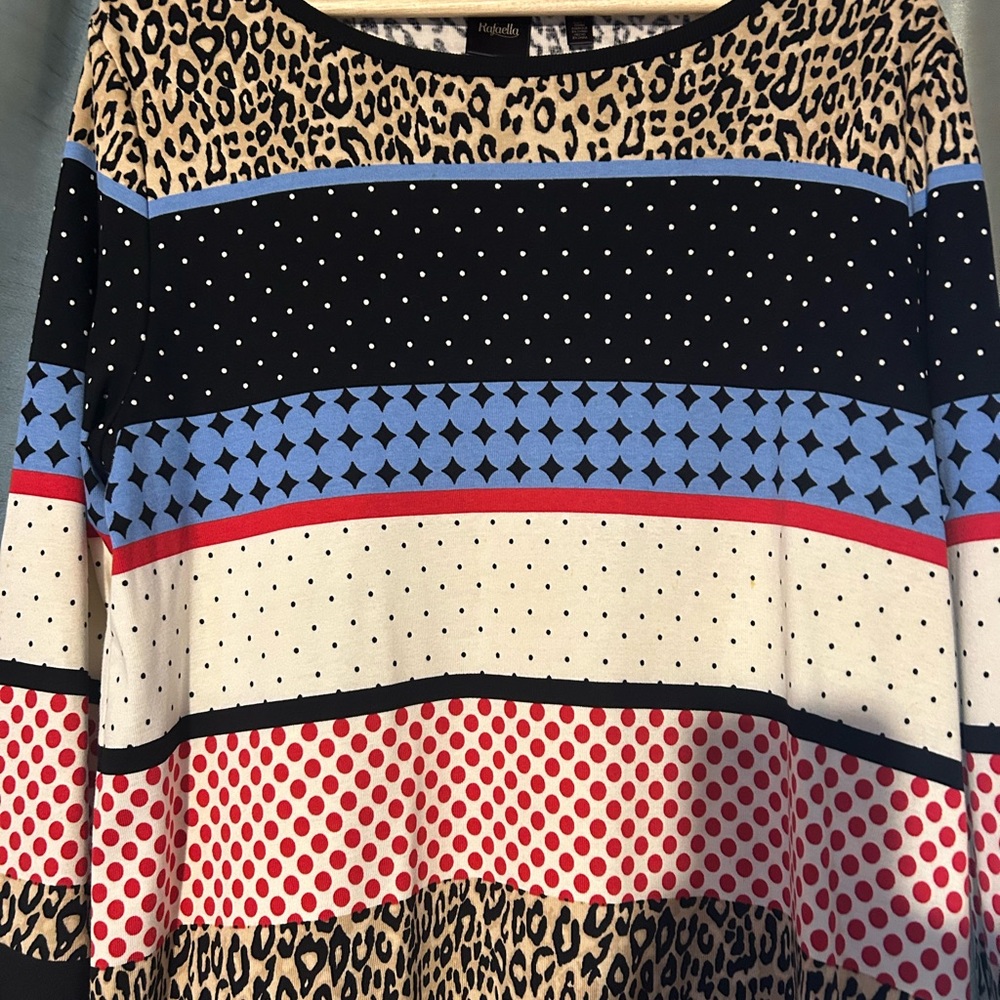 Rafaella Leopard and Polka Dot Striped Top